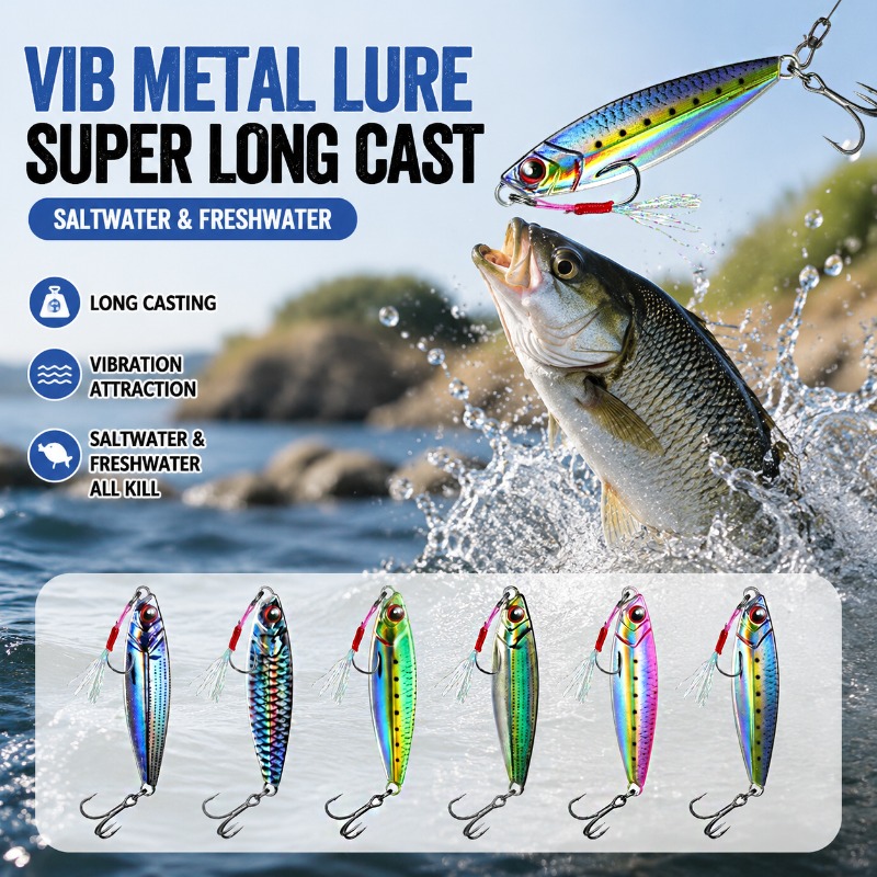 Fishing Lure Blade Bait - 3D-Gedruckter Metall-VIB-Angelköder für Weitwürfe, Klingenköder für
