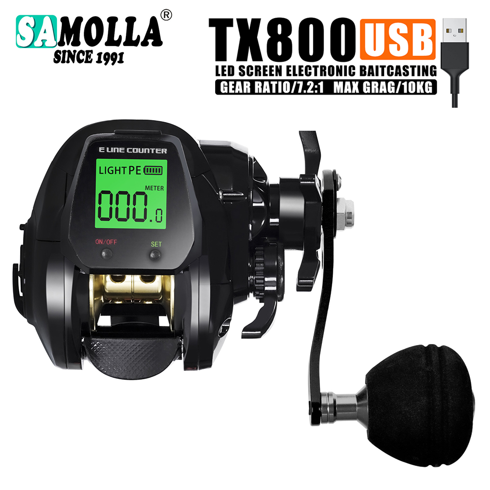 Shimano Reel Stradic - SAMOLLA Baitcasting-Angelrolle, elektronischer großer LED-Bildschirm, hohe