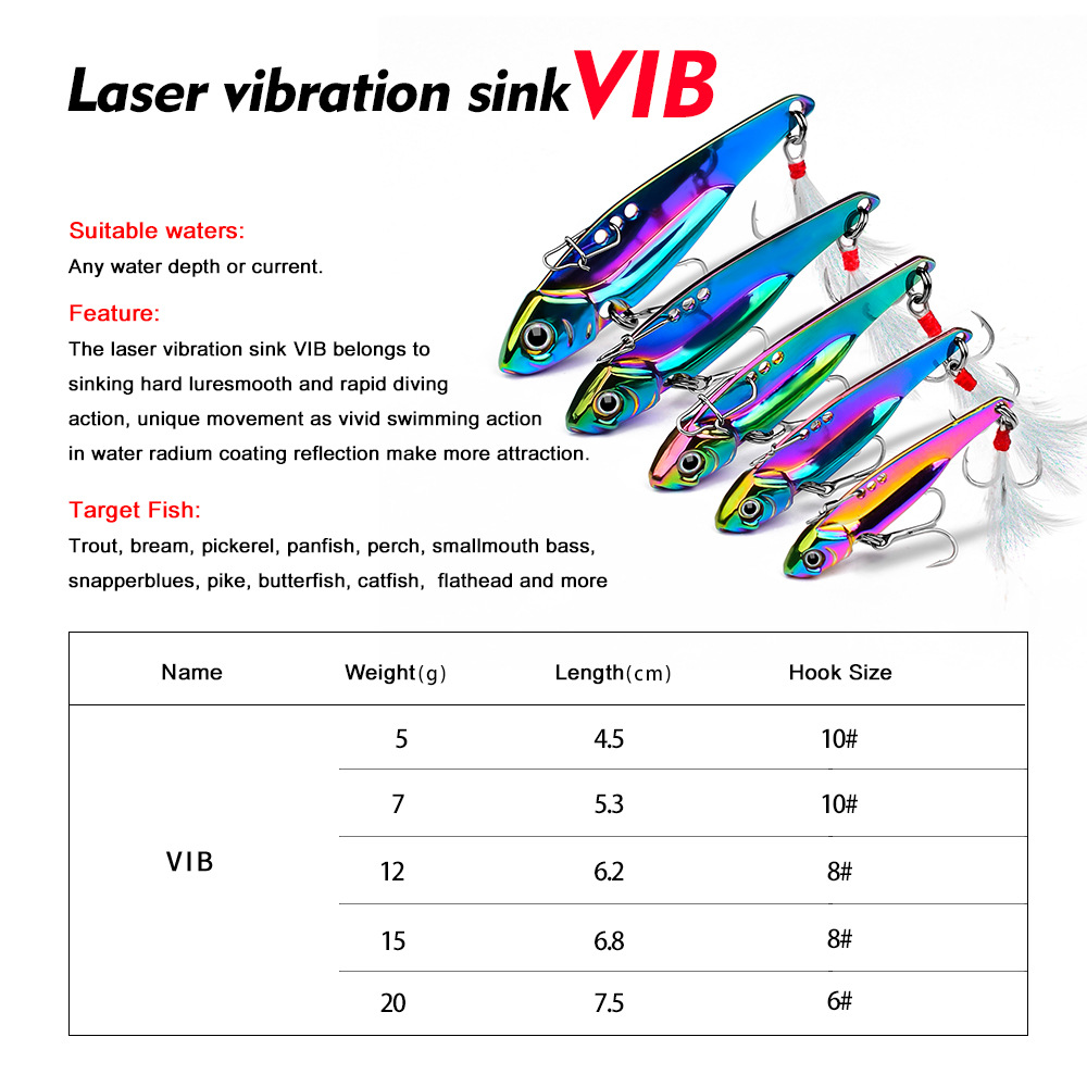 Bunter Metall-VIB-Köder, Ganzw – Fishing Lure Spoon Bewertung und Preis