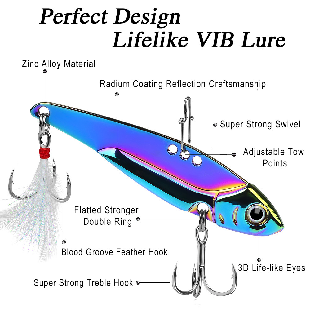 Bunter Metall-VIB-Köder, Ganzw – Fishing Lure Spoon Bewertung und Preis